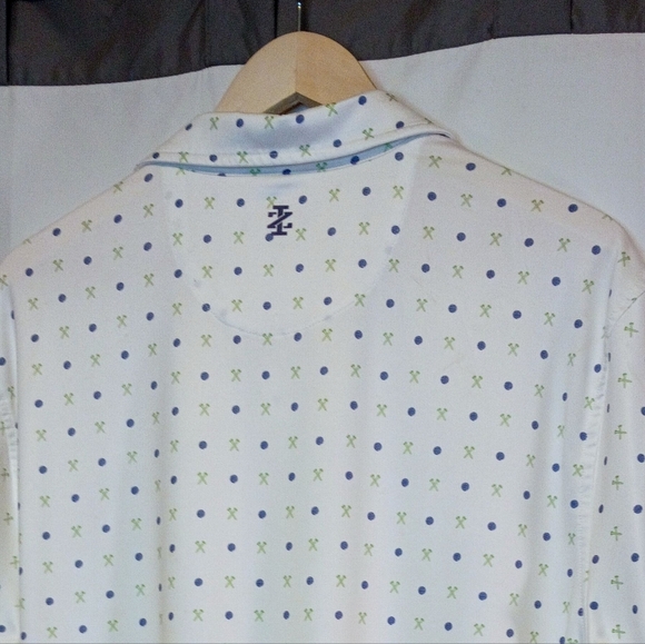 Izod Golf Polo Shirt Men's L White with Green/Blue Golf Club Print - Picture 8 of 8